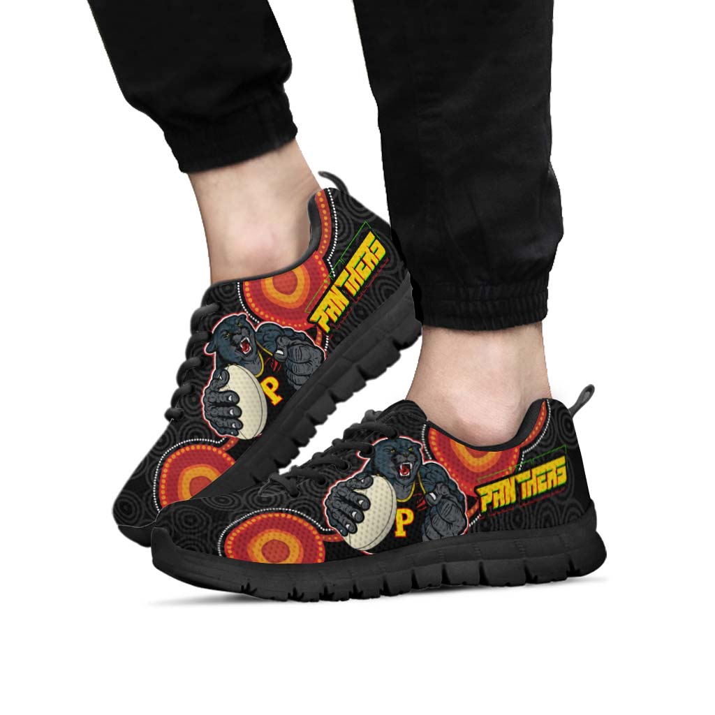panthers-rugby-sneakers-panthers-aboriginal-with-rugby-ball-indigenous-style-of-dot-painting-traditional-sneakers