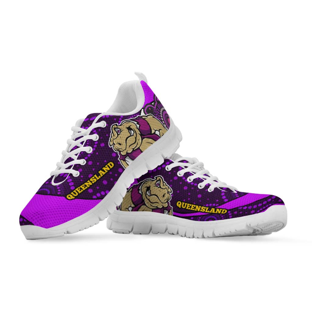 queensland-rugby-league-sneakers-queensland-maroons-mascot-with-aboriginal-art-state-of-origin-sneakers