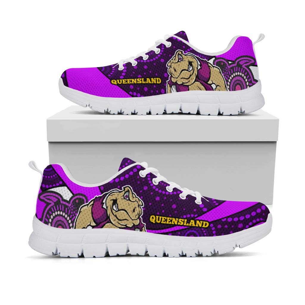 queensland-rugby-league-sneakers-queensland-maroons-mascot-with-aboriginal-art-state-of-origin-sneakers