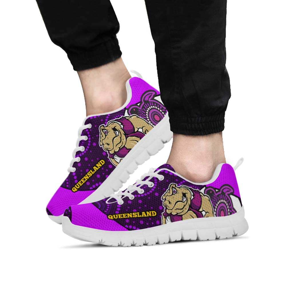 queensland-rugby-league-sneakers-queensland-maroons-mascot-with-aboriginal-art-state-of-origin-sneakers