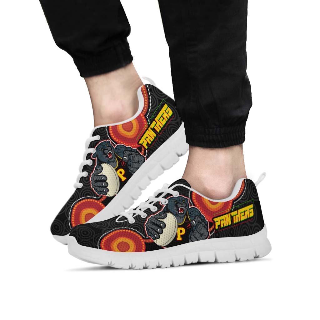 panthers-rugby-sneakers-panthers-aboriginal-with-rugby-ball-indigenous-style-of-dot-painting-traditional-sneakers