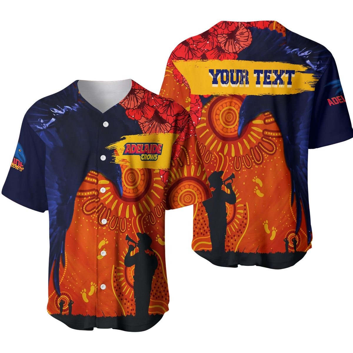 custom-personalised-adelaide-crows-indigenous-anzac-day-baseball-jersey-we-will-remember
