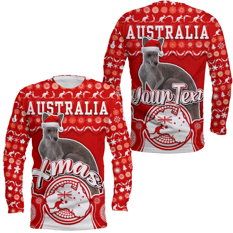 custom-personalised-australian-kangaroo-christmas-vibe-with-aboriginal-dot-painting-style-long-sleeve-shirt