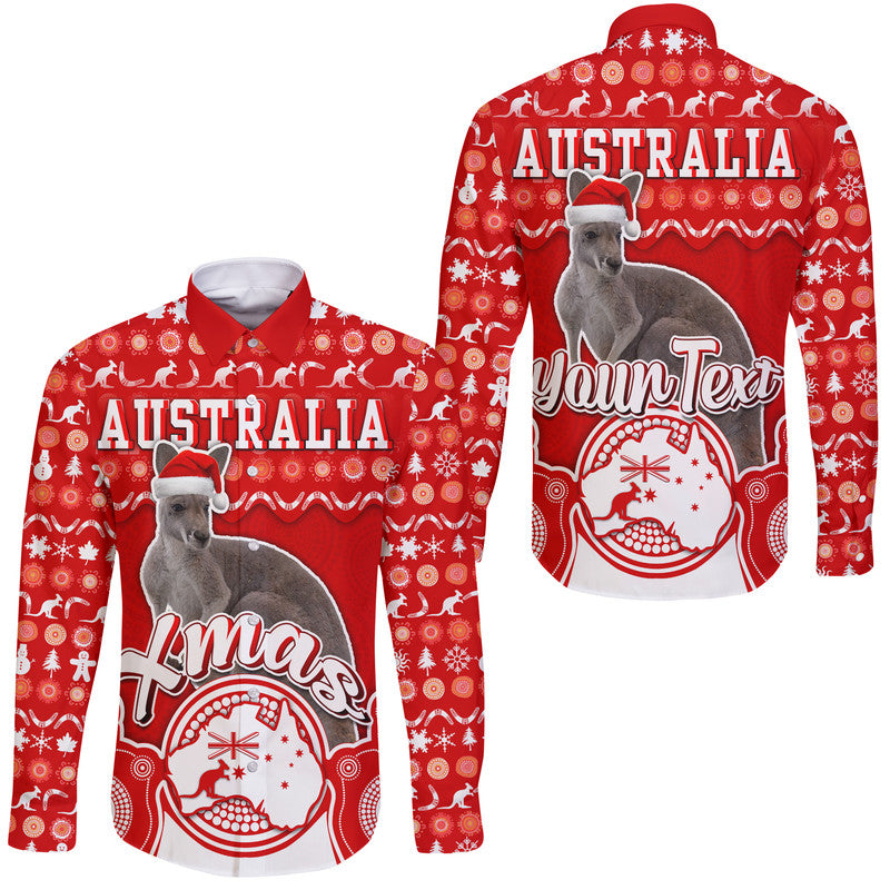 custom-personalised-australian-kangaroo-christmas-vibe-with-aboriginal-dot-painting-style-hawaii-long-sleeve-button-shirt