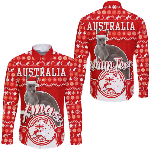 custom-personalised-australian-kangaroo-christmas-vibe-with-aboriginal-dot-painting-style-hawaii-long-sleeve-button-shirt