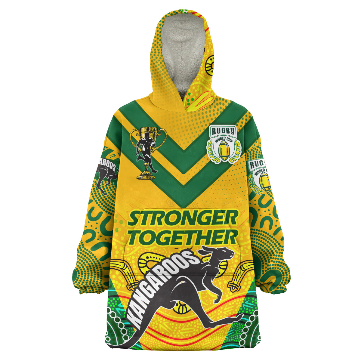 kangaroos-rugby-snug-hoodie-custom-kangaroos-mascot-stronger-together-oodie-blanket