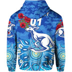 (Custom Personalised) North Melbourne Kangaroos ANZAC Zip Up And Pullover Hoodie Indigenous Vibes LT8