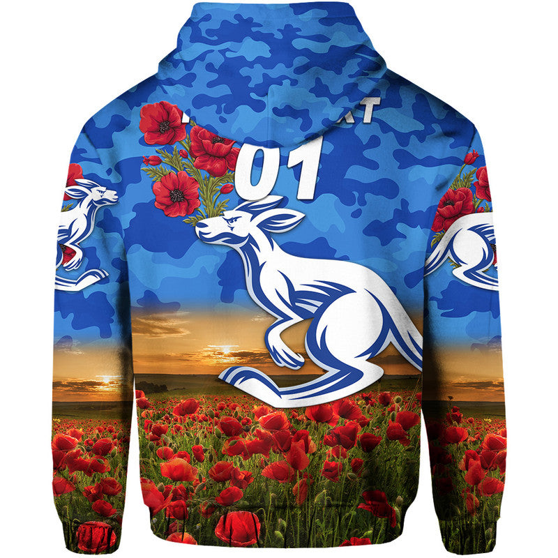 (Custom Personalised) North Melbourne Kangaroos ANZAC Zip Up And Pullover Hoodie Poppy Vibes LT8