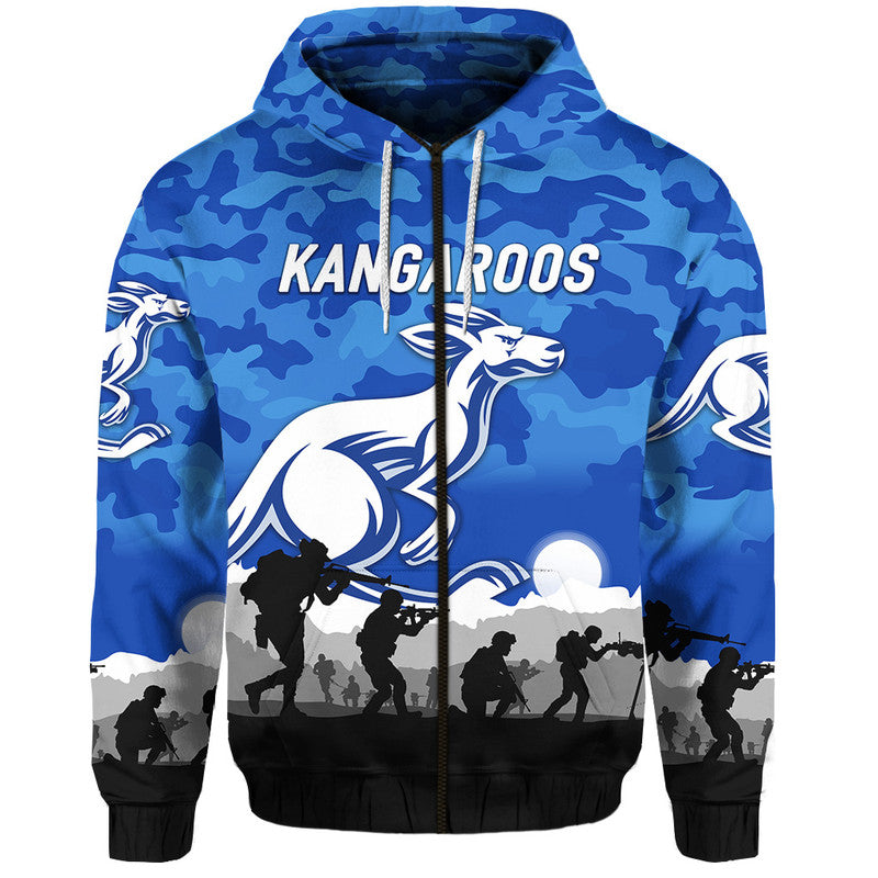 North Melbourne Kangaroos ANZAC Zip Up And Pullover Hoodie Simple Style LT8