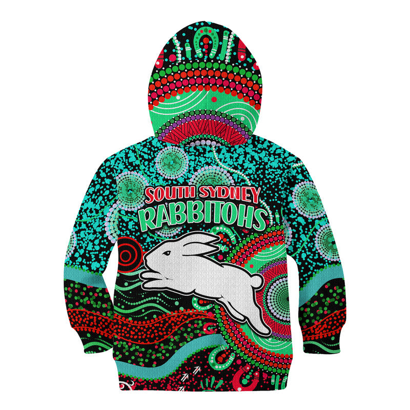 rabbitohs-rugby-kid-hoodie-aboriginal-dots-verion