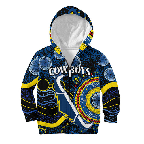 custom-personalised-cowboys-rugby-kid-hoodie-aboriginal-dots-version
