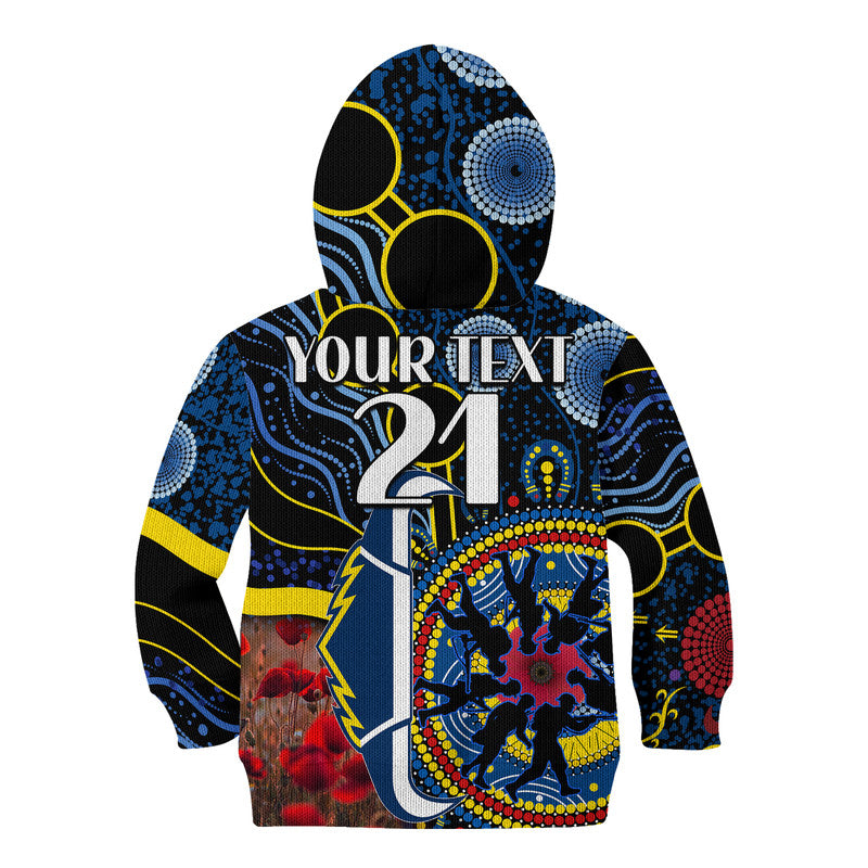 custom-personalised-cowboys-rugby-anzac-kid-hoodie-aboriginal-military-and-poppy-flowers