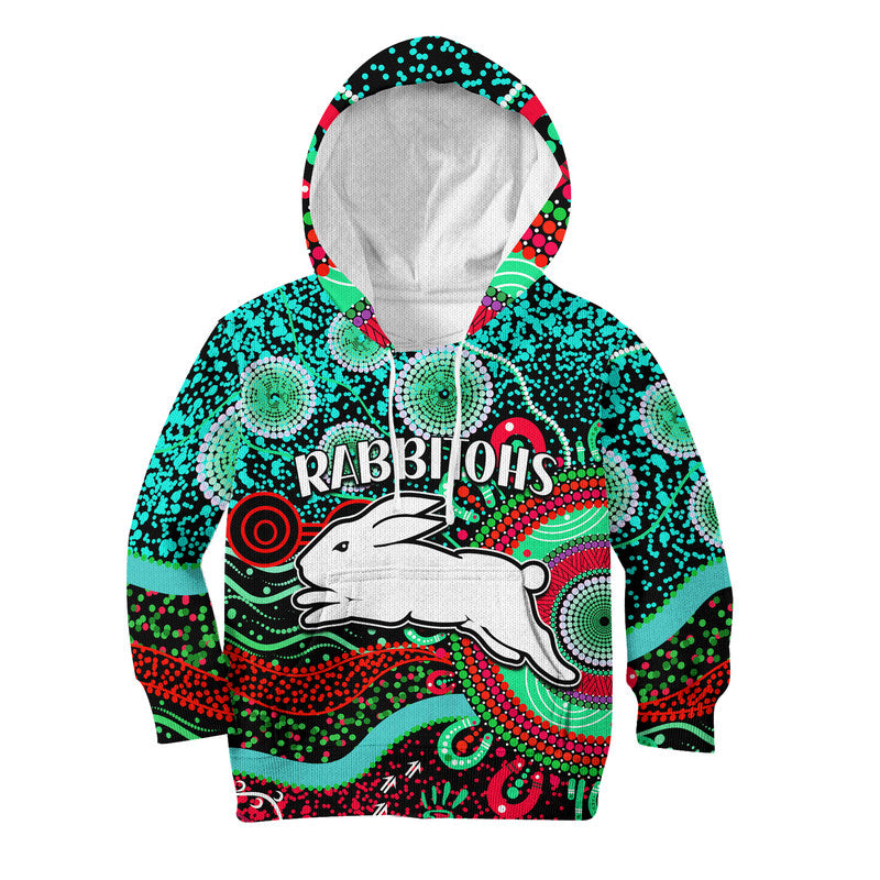 rabbitohs-rugby-kid-hoodie-aboriginal-dots-verion