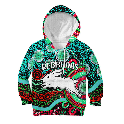 rabbitohs-rugby-kid-hoodie-aboriginal-dots-verion