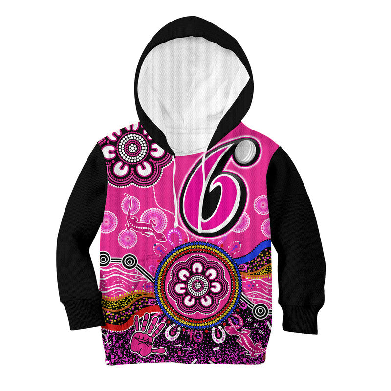 custom-personalised-sydney-sixers-kid-hoodie-cricket-indigenous-aboriginal-lizard-version
