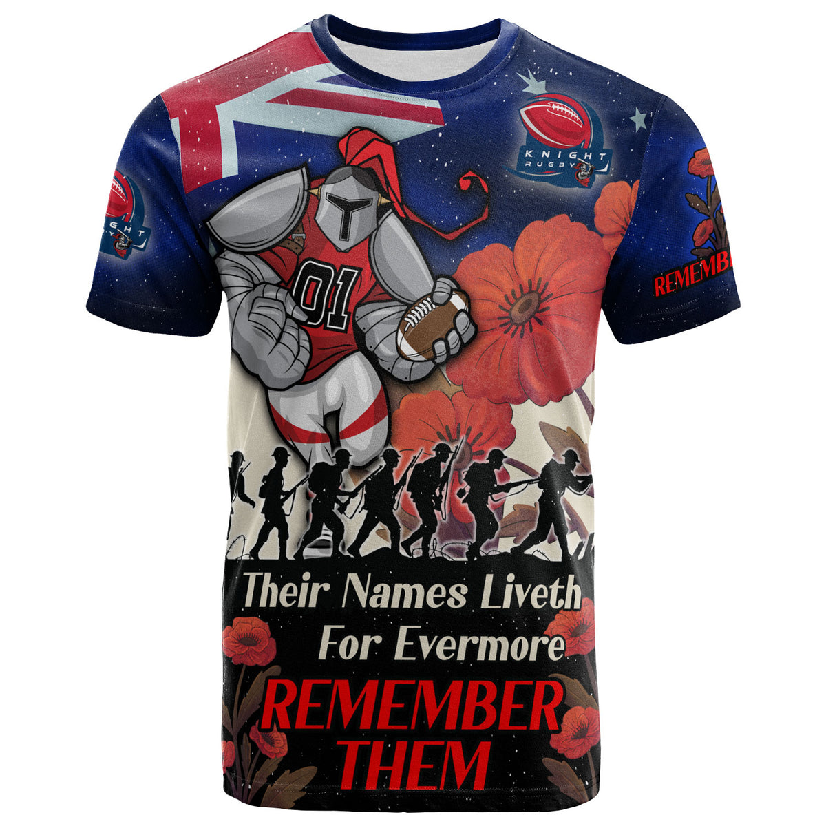 knights-rugby-t-shirt-custom-remember-them-red-poppy-flowers-t-shirt