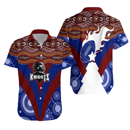newcastle-knights-christmas-rugby-aboriginal-art-hawaiian-shirt