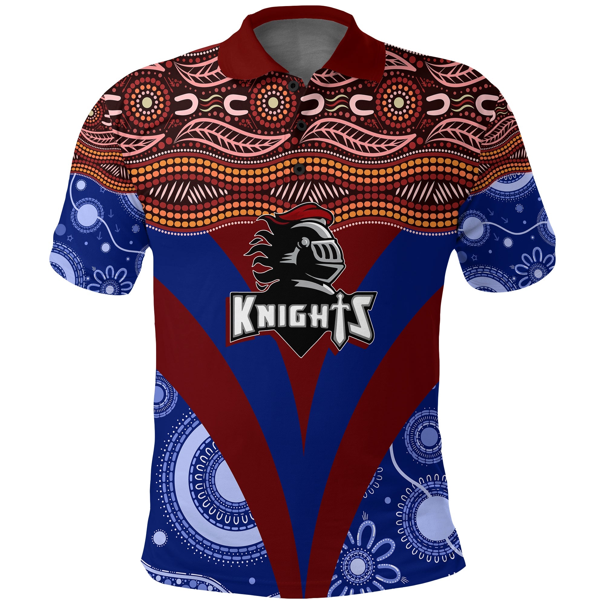 newcastle-knights-christmas-rugby-aboriginal-art-polo-shirt