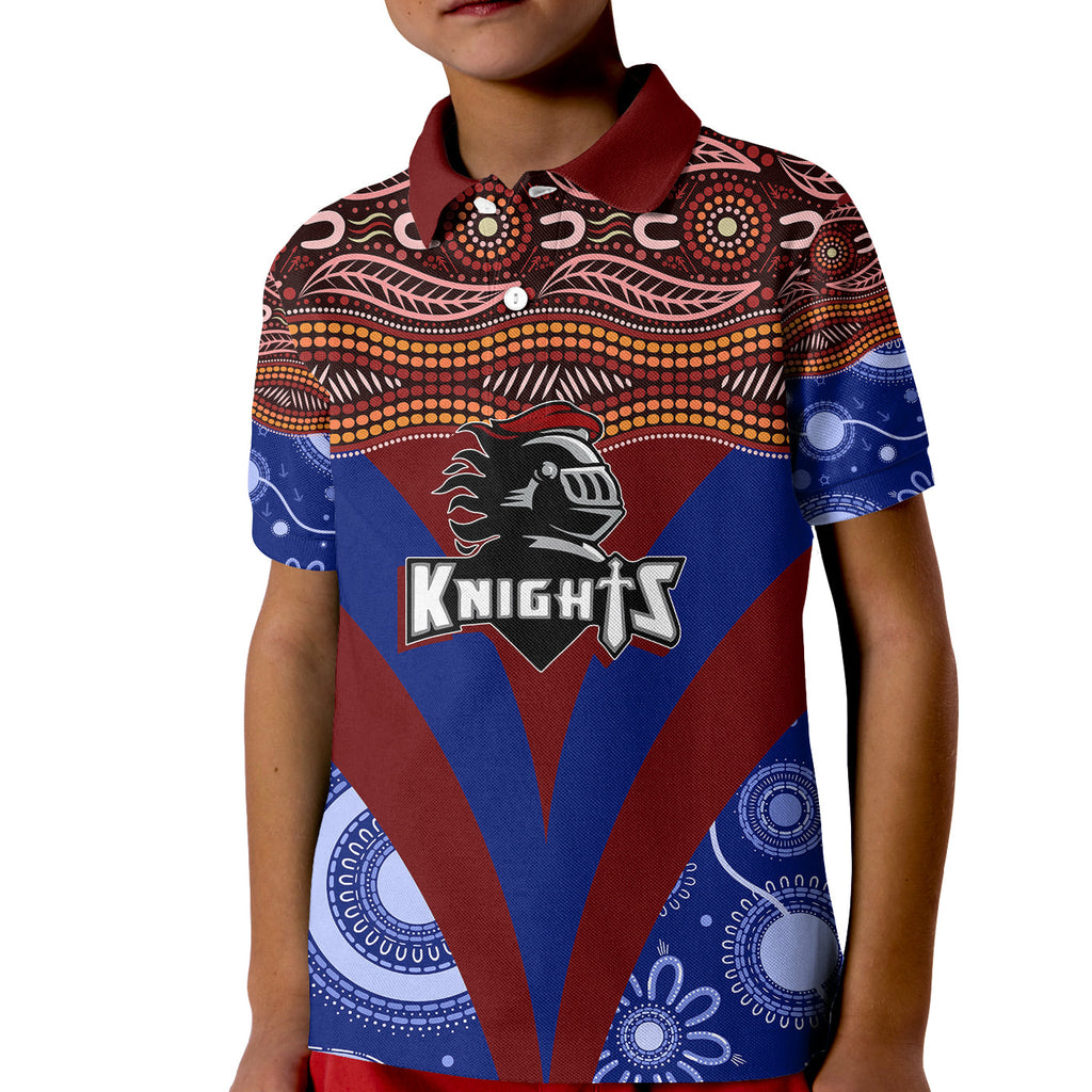 newcastle-knights-christmas-rugby-aboriginal-art-kid-polo-shirt