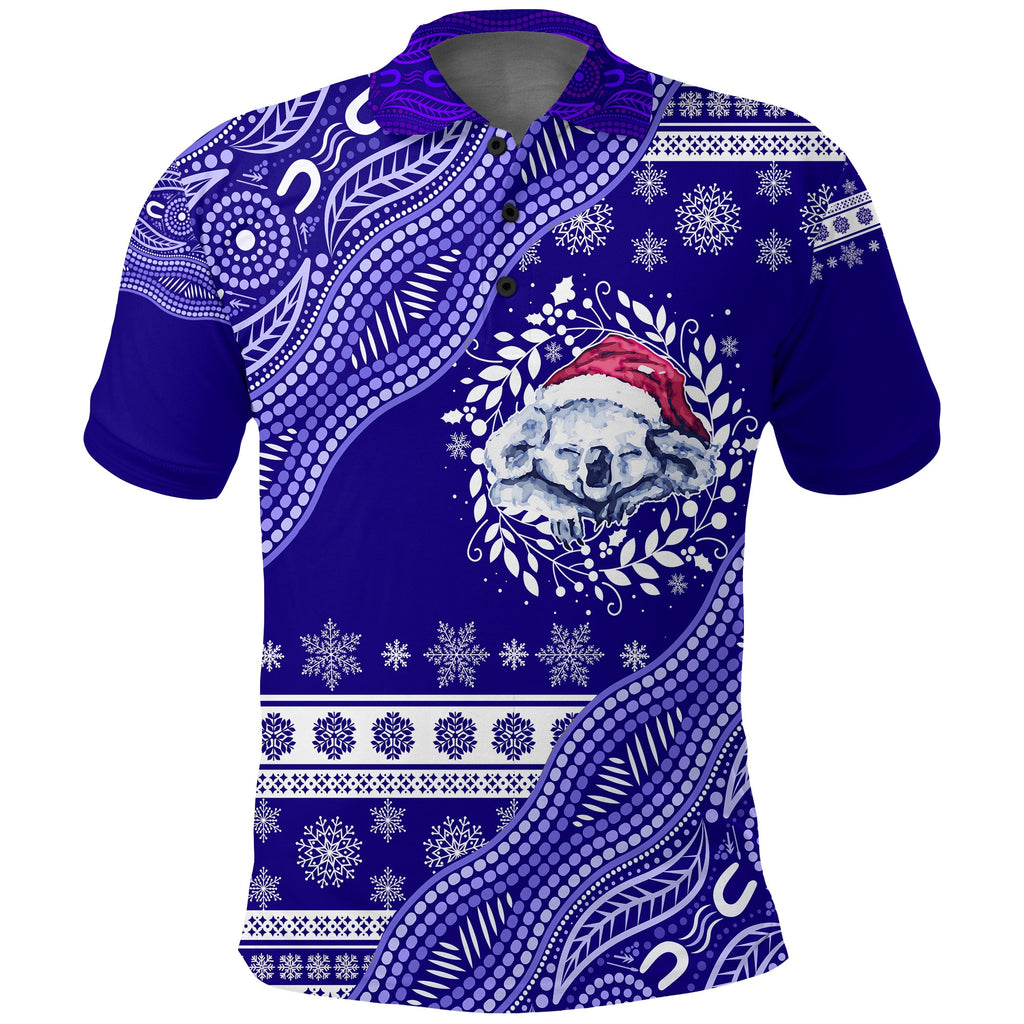australian-koala-aboriginal-art-mix-snow-pattern-christmas-polo-shirt