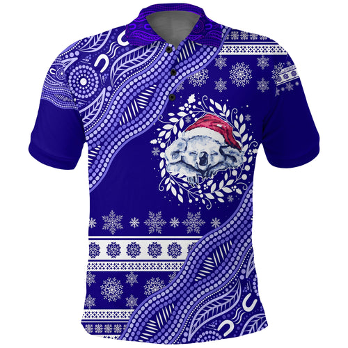 australian-koala-aboriginal-art-mix-snow-pattern-christmas-polo-shirt