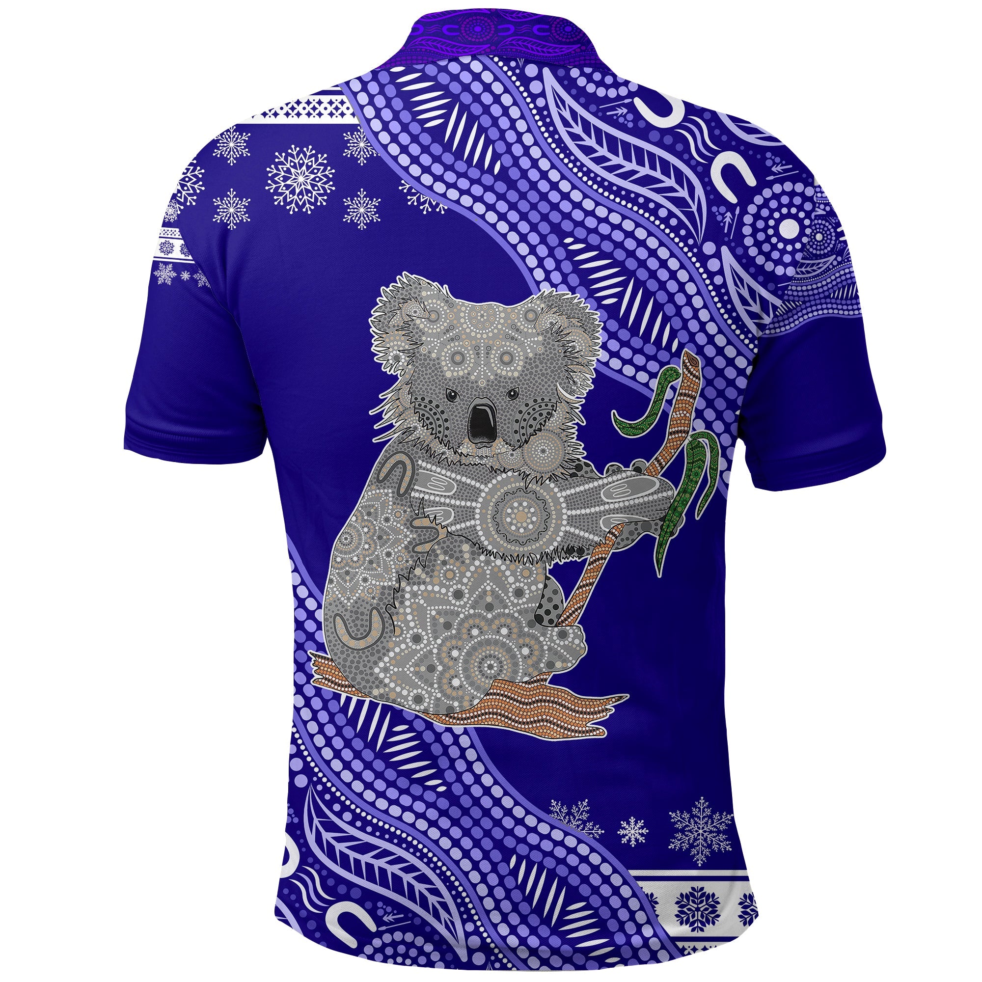australian-koala-aboriginal-art-mix-snow-pattern-christmas-polo-shirt