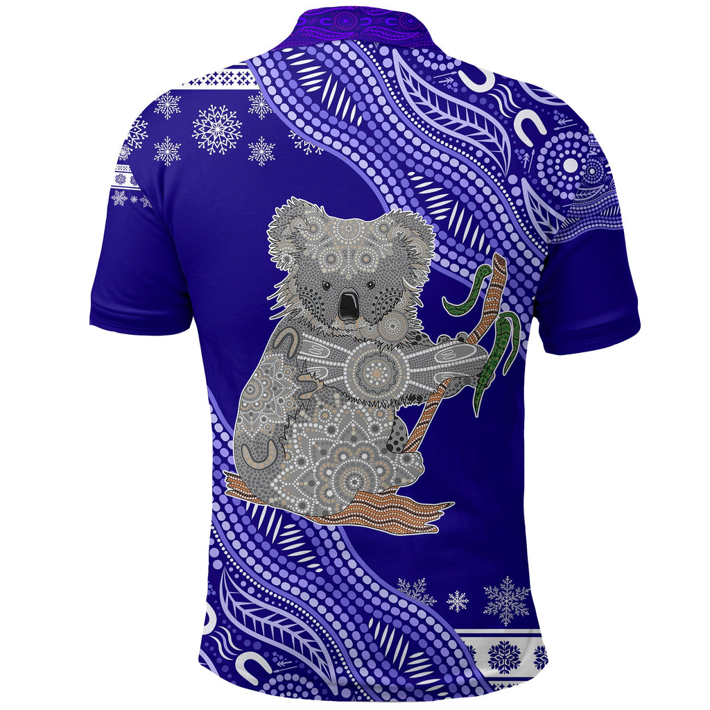 australian-koala-aboriginal-art-mix-snow-pattern-christmas-polo-shirt