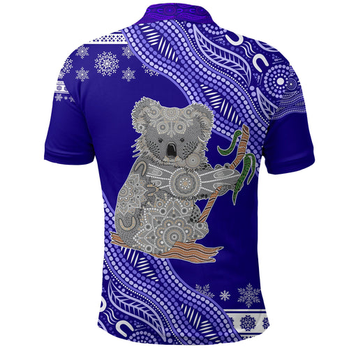 australian-koala-aboriginal-art-mix-snow-pattern-christmas-polo-shirt