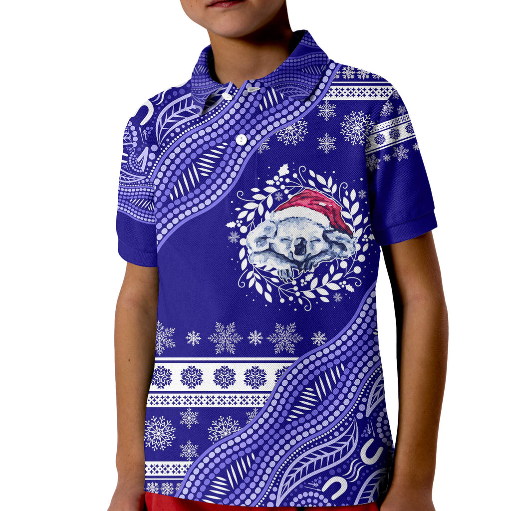 australian-koala-aboriginal-art-mix-snow-pattern-christmas-kid-polo-shirt
