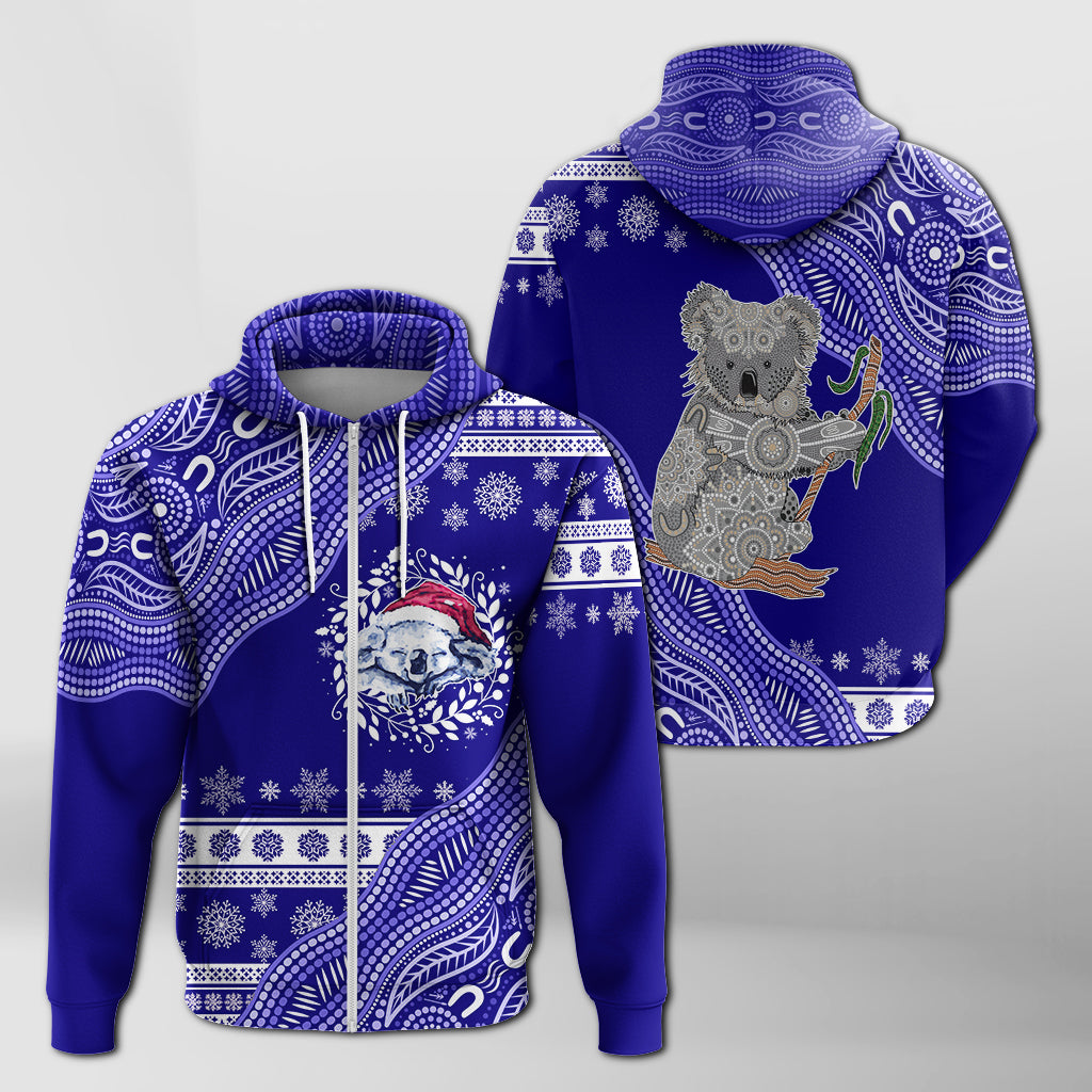 australian-koala-aboriginal-art-mix-snow-pattern-christmas-zip-hoodie