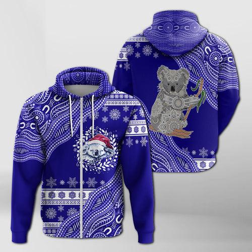 australian-koala-aboriginal-art-mix-snow-pattern-christmas-zip-hoodie