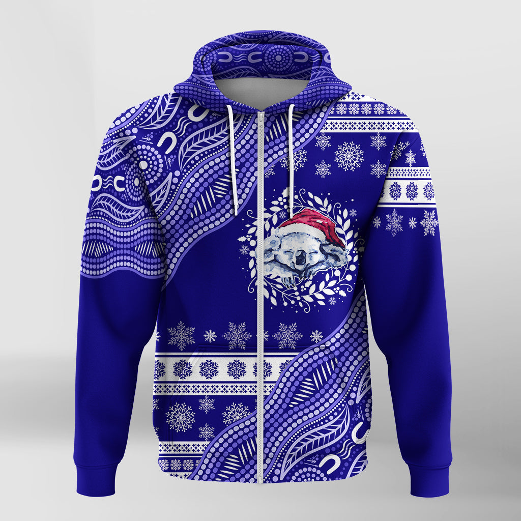 australian-koala-aboriginal-art-mix-snow-pattern-christmas-zip-hoodie