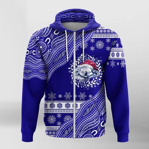australian-koala-aboriginal-art-mix-snow-pattern-christmas-zip-hoodie