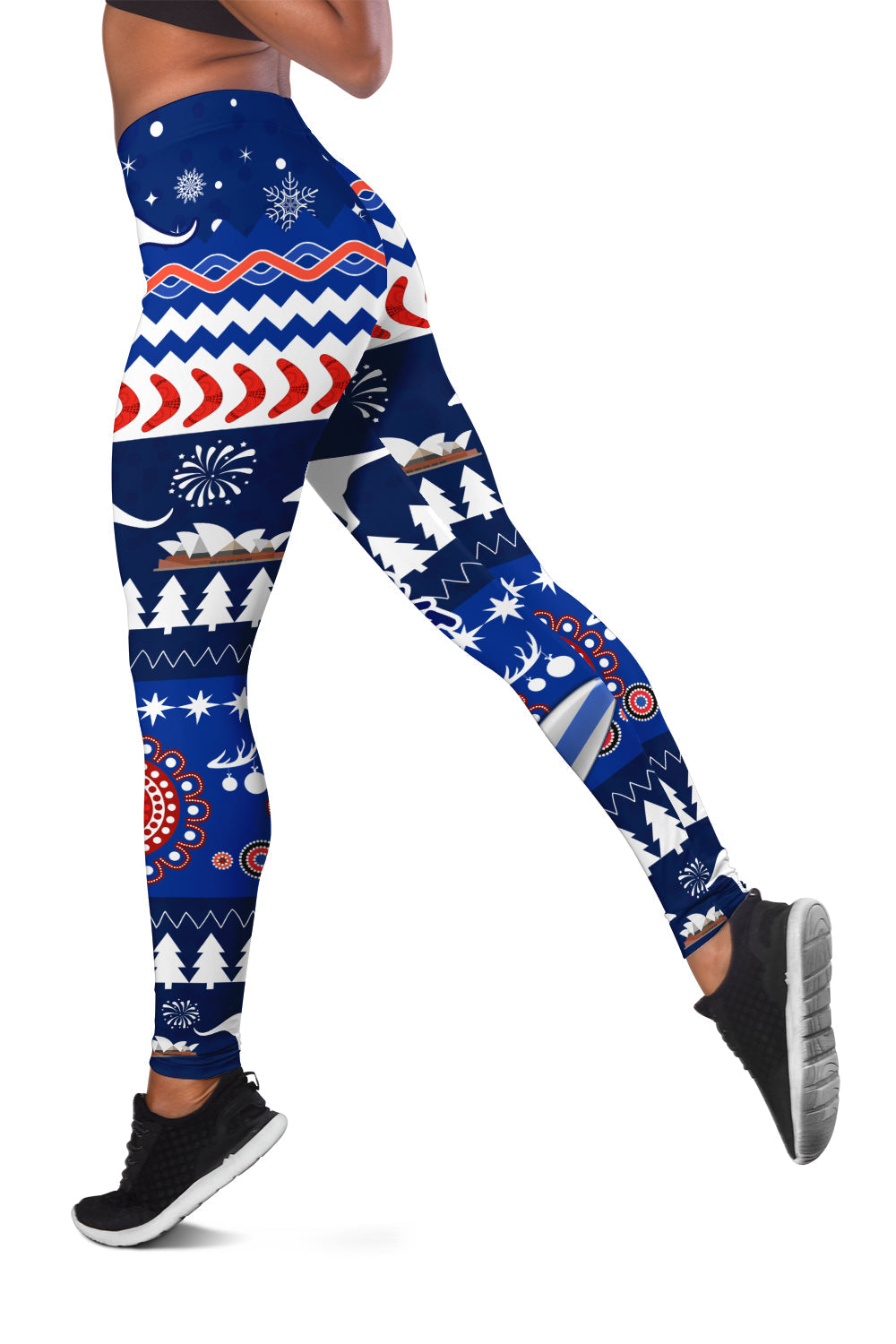 custom-personalised-australia-christmas-women-leggings-aussie-aboriginal-santa-claus-is-surfing-with-kangaroo