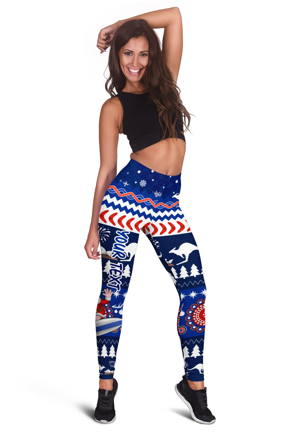 custom-personalised-australia-christmas-women-leggings-aussie-aboriginal-santa-claus-is-surfing-with-kangaroo