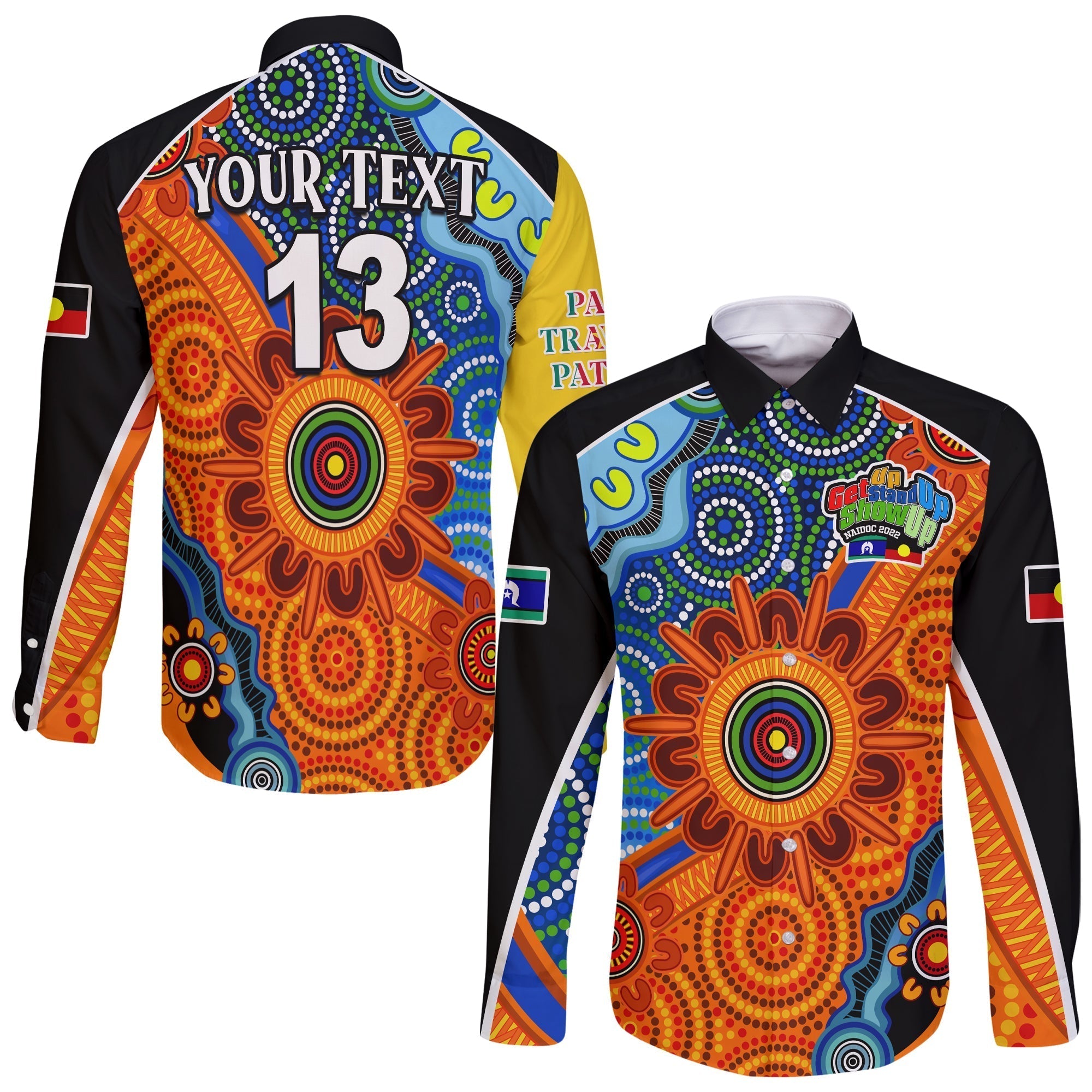 custom-text-and-number-naidoc-week-2022-long-sleeve-button-shirt-aboriginal-and-torres-strait-islanders-together