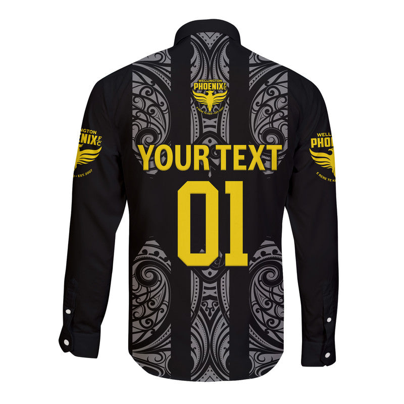custom-personalised-wellington-phoenix-the-nix-maori-hawaii-long-sleeve-button-shirt-soccer-club-original-style-black