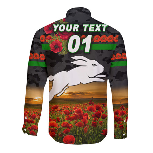 custom-personalised-south-sydney-rabbitohs-anzac-2022-hawaii-long-sleeve-button-shirt-poppy-flowers-vibes-black