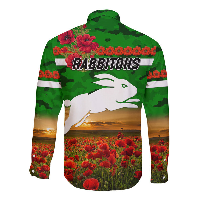 south-sydney-rabbitohs-anzac-2022-hawaii-long-sleeve-button-shirt-poppy-flowers-vibes-green