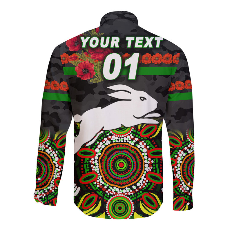 custom-personalised-south-sydney-rabbitohs-anzac-2022-hawaii-long-sleeve-button-shirt-indigenous-vibes-black