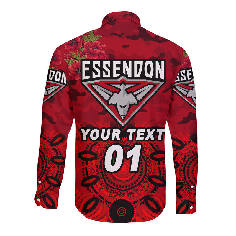 custom-personalised-essendon-bombers-anzac-hawaii-long-sleeve-button-shirt-indigenous-vibes-red