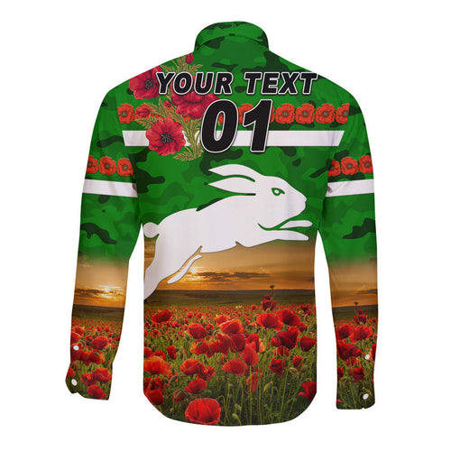 custom-personalised-south-sydney-rabbitohs-anzac-2022-hawaii-long-sleeve-button-shirt-poppy-flowers-vibes-green