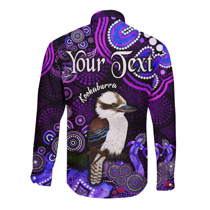 custom-personalised-australian-astrology-hawaii-long-sleeve-button-shirt-sagittarius-kookaburra-zodiac-aboriginal-vibes-purple