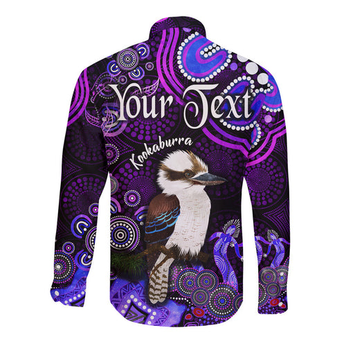 custom-personalised-australian-astrology-hawaii-long-sleeve-button-shirt-sagittarius-kookaburra-zodiac-aboriginal-vibes-purple