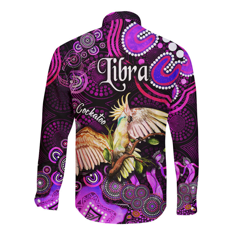 australian-astrology-hawaii-long-sleeve-button-shirt-libra-cockatoo-glider-zodiac-aboriginal-vibes-pink