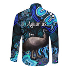 australian-astrology-hawaii-long-sleeve-button-shirt-aquarius-emu-glider-zodiac-aboriginal-vibes-blue
