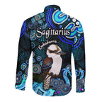 australian-astrology-hawaii-long-sleeve-button-shirt-sagittarius-kookaburra-zodiac-aboriginal-vibes-blue