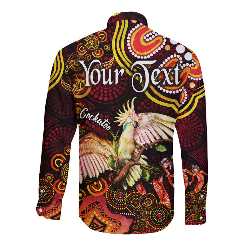 custom-personalised-australian-astrology-hawaii-long-sleeve-button-shirt-libra-cockatoo-glider-zodiac-aboriginal-vibes-red