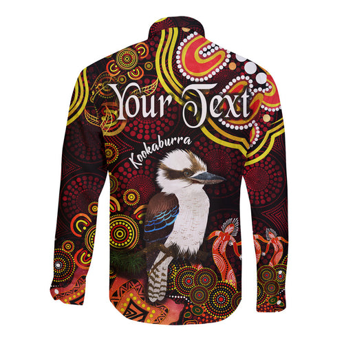custom-personalised-australian-astrology-hawaii-long-sleeve-button-shirt-sagittarius-kookaburra-zodiac-aboriginal-vibes-red