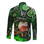 australian-astrology-hawaii-long-sleeve-button-shirt-leo-dragon-lizard-zodiac-aboriginal-vibes-green
